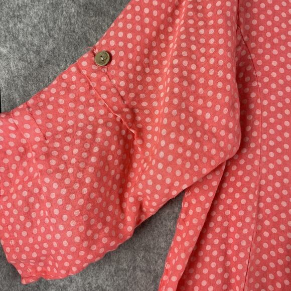 Miss Sugar Linen Dress Womens XL Pink Polka Dot Tiered Lagenlook Made In Italy - Picture 4 of 15
